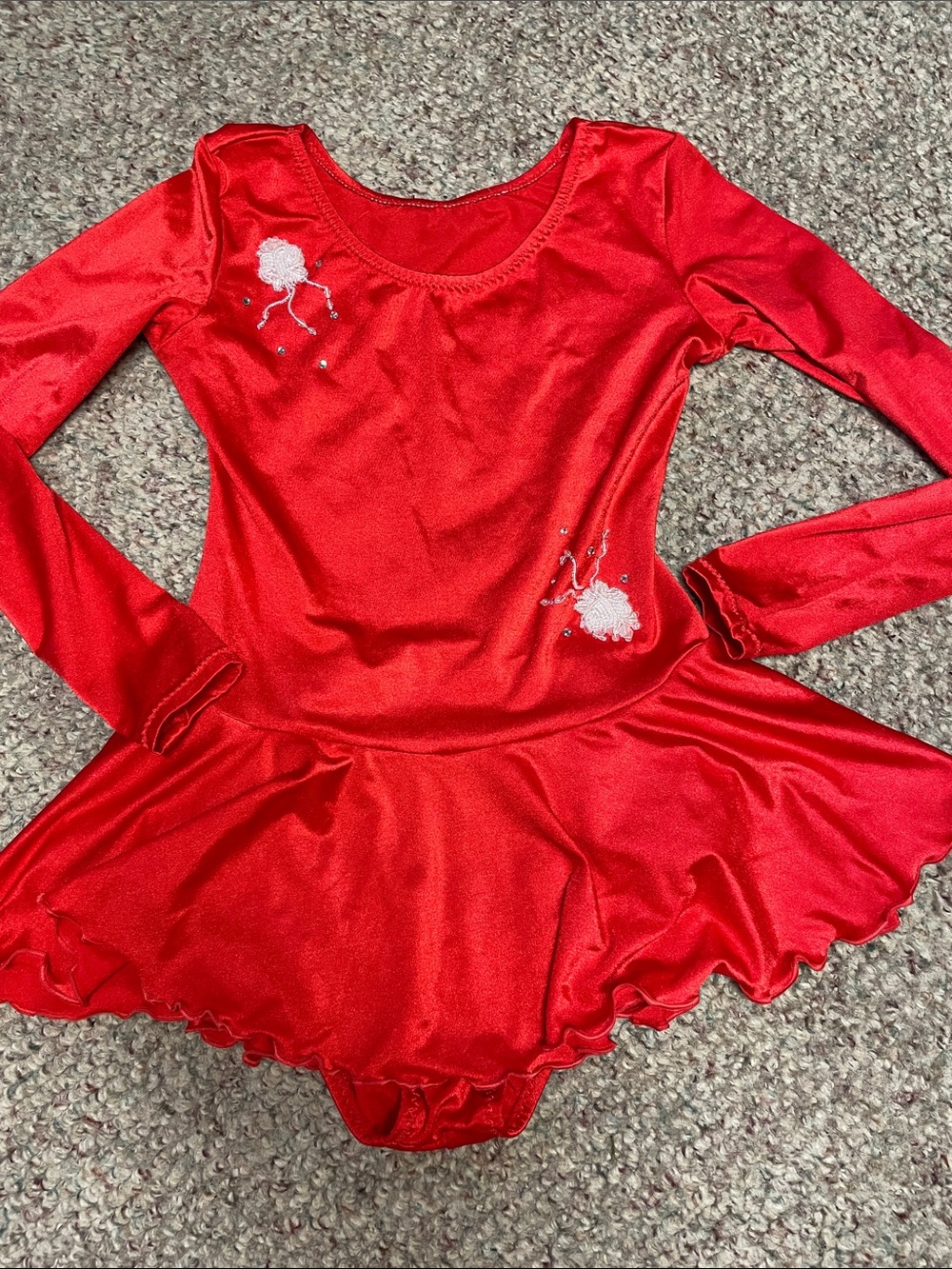 Vintage Girls spandex beaded diamond accent Skating Costume Dress -